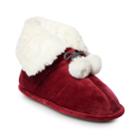 Women's Cuddl Duds Velour Snuggle Up Bootie Slippers, Size: Small, Dark Red