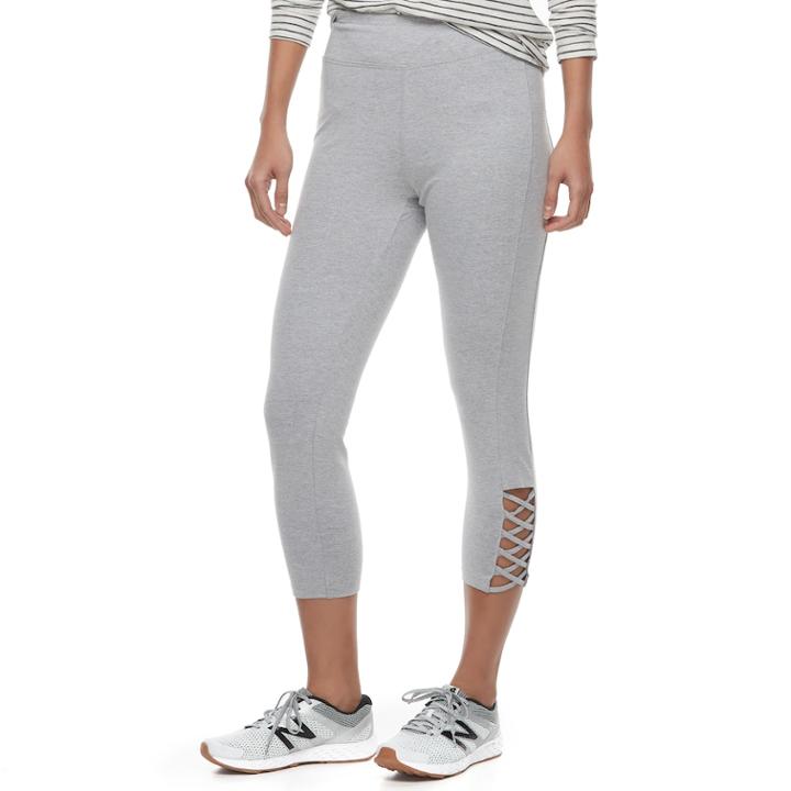 Women's French Laundry Cutout Crisscross Crop Leggings, Size: Xl, White