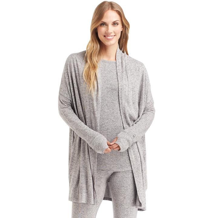 Women's Cuddl Duds Soft Knit Wrap Cardigan, Size: S-m, Med Grey