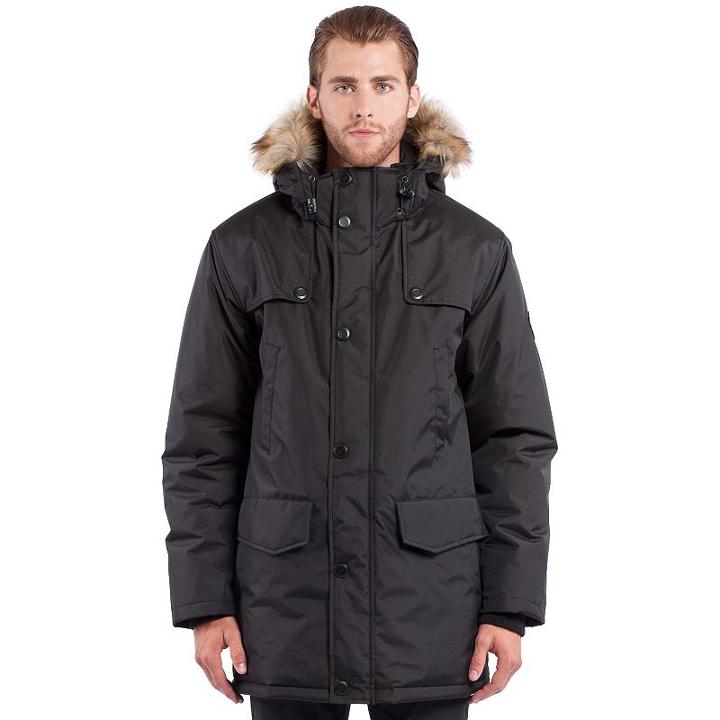 Men's Noize Mid-length Faux-fur Hooded Parka, Size: Medium, Black