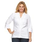 Plus Size Dana Buchman Embroidered Button-down Shirt, Women's, Size: 1xl, White