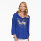 Women's Caribbean Joe Sunset Chaser Slubbed Tee, Size: Small, Blue Other