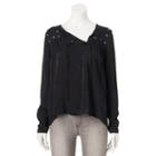 Women's Rock & Republic&reg; Grommet Peasant Top, Size: Large, Black