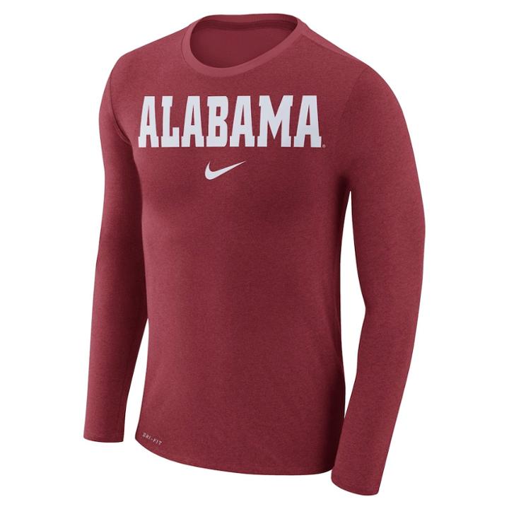 Men's Nike Alabama Crimson Tide Marled Long-sleeve Dri-fit Tee, Size: Medium, Red