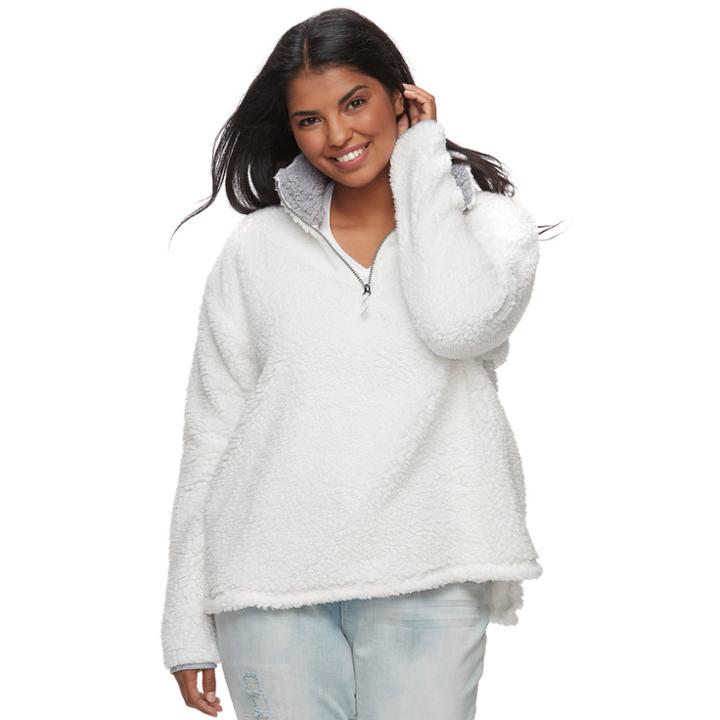 Juniors' Plus Size So&reg; Perfectly Soft Sherpa Sweatshirt, Teens, Size: 3xl, White