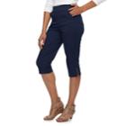 Women's Croft & Barrow&reg; Rivet-hem Pull On Capris, Size: Xl, Dark Blue