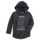 Toddler Girl Oshkosh B'gosh&reg; Glitter Colors My World Hooded Slubbed Graphic Top, Size: 4t, Grey