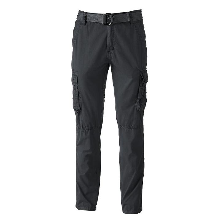 Men's Xray Slim-fit Twill Belted Cargo Pants, Size: 36, Blue