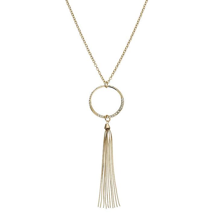 Jennifer Lopez Twisted Circle Tassel Pendant Necklace, Women's, Gold