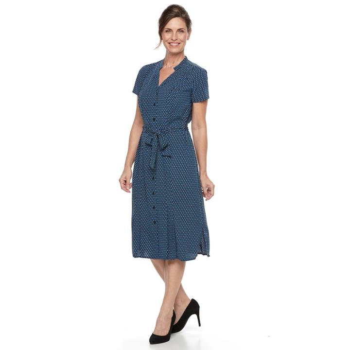 Women's Dana Buchman Notch Collar Dress, Size: Small, Blue
