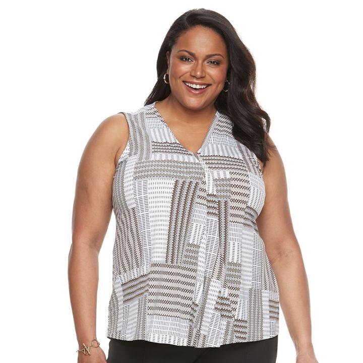 Plus Size Dana Buchman Pleated V-neck Tank, Women's, Size: 1xl, Med Beige