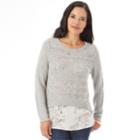 Women's Apt. 9&reg; Pointelle Mock-layer Sweater, Size: Large, Heather Gray