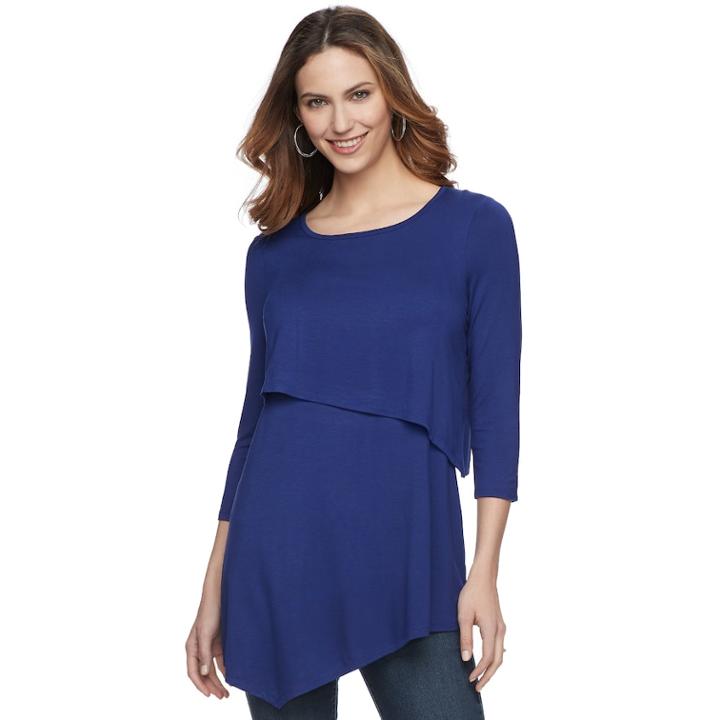 Maternity A:glow Asymmetrical Popover Nursing Top, Women's, Size: M-mat, Drk Purple