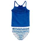 Girls 4-8 Carter's Fringe Tankini & Geometric Patterned Bottoms Swimsuit Set, Size: 6-6x, Med Blue