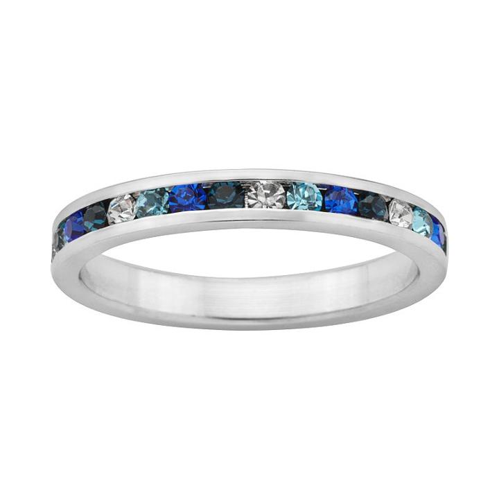 Sterling Silver Blue And White Crystal Eternity Ring, Women's, Size: 8