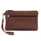 Ili Double-zip Leather Wristlet, Women's, Brown