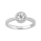 Sterling Silver 1/3 Carat T.w. Diamond Halo Ring, Women's, Size: 6, White