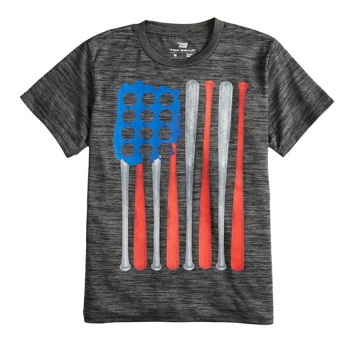 Boys 8-20 Tek Gear&reg; American Flag Baseball Tee, Size: Large, Grey
