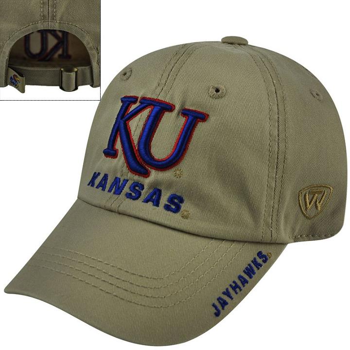 Adult Top Of The World Kansas Jayhawks Undefeated Adjustable Cap, Med Beige