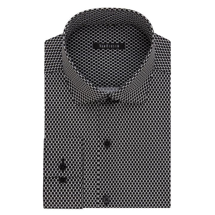 Men's Van Heusen Slim-fit Patterned Dress Shirt, Size: 17-34/35, Dark Grey