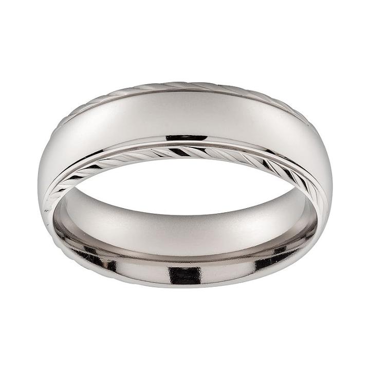 Titanium Textured Band - Men, Size: 8, Grey