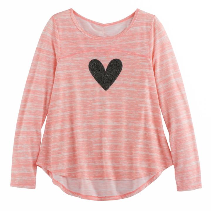 Girls 7-16 & Plus Size So&reg; Open Ruched Tie-back Graphic Yoga Tee, Size: 12 1/2, Pink