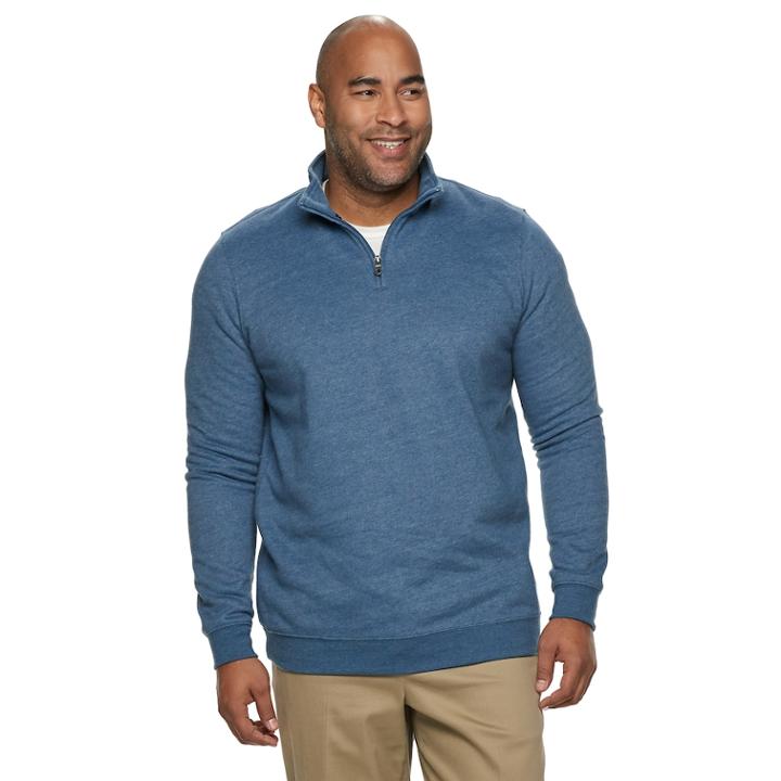 Big & Tall Croft & Barrow&reg; Classic-fit Easy-care Quarter-zip Pullover, Men's, Size: 4xl Tall, Dark Blue