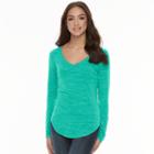 Juniors' So&reg; Long Sleeve V-neck Tee, Teens, Size: Xl, Turquoise/blue (turq/aqua)