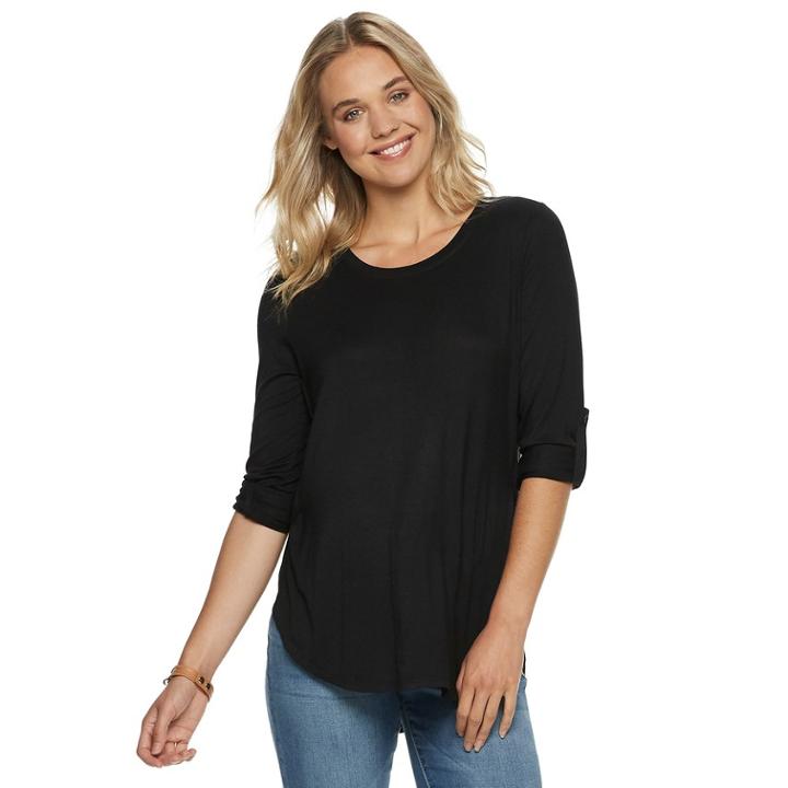 Juniors' Love, Fire Roll-tab Top, Teens, Size: Xl, Black