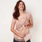 Women's Lc Lauren Conrad Lace-trim Top, Size: Xl, Grey