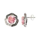 Lavish By Tjm Sterling Silver Cubic Zirconia Flower Stud Earrings, Women's, Multicolor