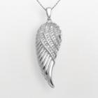 Sterling Silver 1/10-ct. T.w. Diamond Angel Wing Pendant, Women's, Size: 18, White