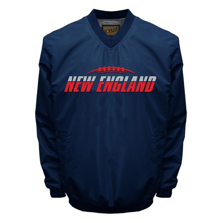 Men's Franchise Club Tone City New England Football Windshell Pullover Jacket, Size: Xxl, Blue (navy)