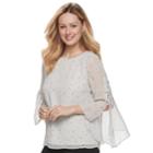 Women's Apt. 9&reg; Chiffon Lace-up Top, Size: Large, Light Grey