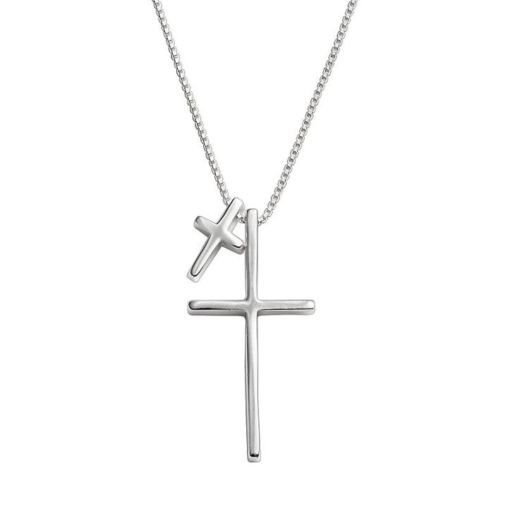 Timeless Sterling Silver Double Cross Pendant, Women's, Multicolor