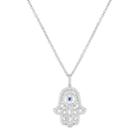 Sterling Silver Cubic Zirconia & Lab-created Blue Spinel Hamsa Pendant, Women's, White