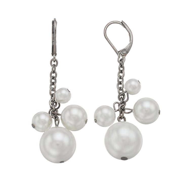 Simply Vera Vera Wang Shaky Simulated Pearl Nickel Free Drop Earrings, Women's, White