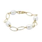 Pearlustre By Imperial 14k Gold Over Silver Freshwater Cultured Pearl Station Bracelet, Women's, Size: 7.25, White