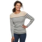 Women's Croft & Barrow&reg; Essential Cable-knit Crewneck Sweater, Size: Medium, Med Beige