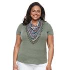 Plus Size World Unity Solid Scoopneck & Printed Scarf Tee, Women's, Size: 0x, Brt Green