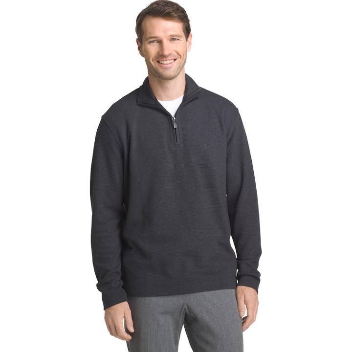 Men's Van Heusen Flex Stretch Ottoman Classic-fit Quarter-zip Pullover, Size: Medium, Black