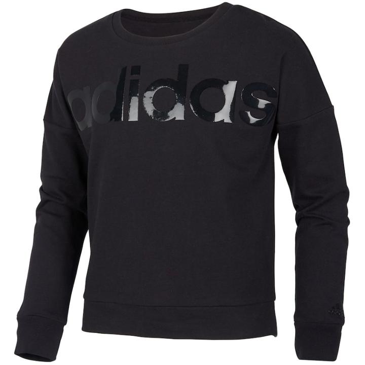 Girls 7-16 Adidas Long Sleeve Cropped Sweatshirt, Size: Small, Black
