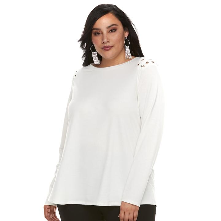Plus Size French Laundry Lace Up Swing Top, Women's, Size: 1xl, White