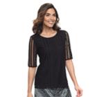 Women's Dana Buchman Lace Tee, Size: Xl, Black