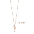 Lc Lauren Conrad Seahorse Pendant Necklace & Stud Earring Set, Women's, Pink