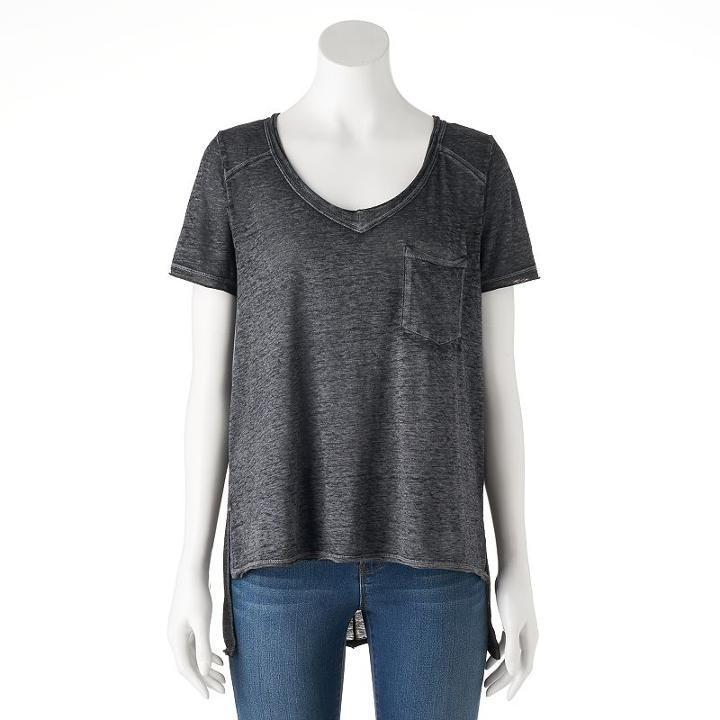 Women's Rock & Republic&reg; High-low Tee, Size: Small, Med Grey