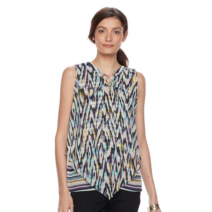 Women's Dana Buchman Lace-up V Hem Tank, Size: Xs, Green