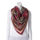Women's Dana Buchman Medallion Print Square Scarf, Dark Red