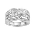 10k White Gold 1 Carat T.w. Diamond Swirl Ring, Women's, Size: 7