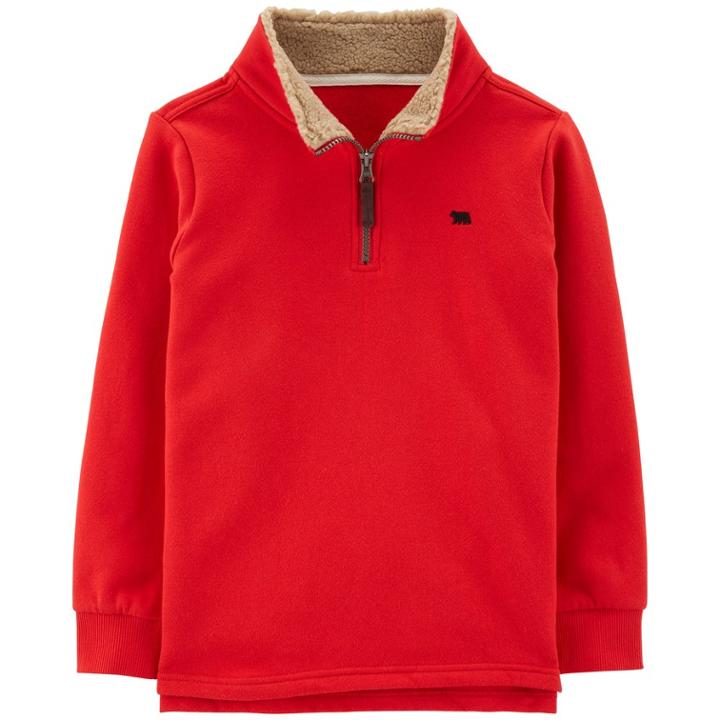 Boys 4-12 Carter's Sherpa 1/4 Zip Pullover Sweater, Size: 6, Red